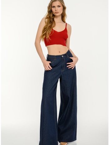 πλεκτό αμάνικο ριπ κροπ τοπ (red)