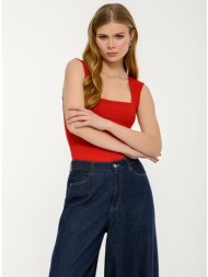 λύκρα τοπ με τετράγωνη λαιμόκοψη (red)