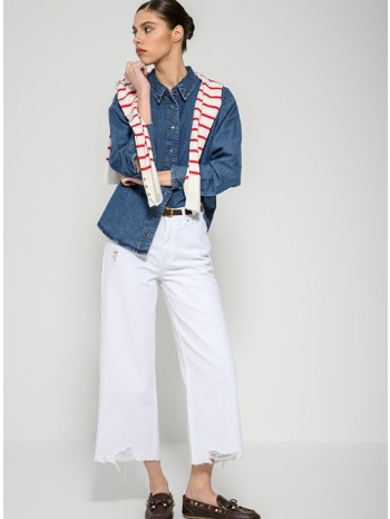 ντένιμ κιλότ με ξέφτια (white)