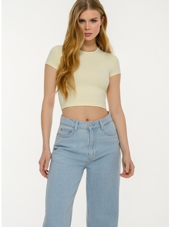 κοντομάνικο λύκρα κροπ τοπ (l.yellow)