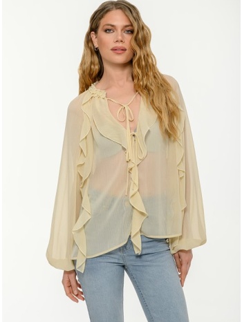 ημιδιάφανο τοπ με βολάν λεπτομέρειες (butter)