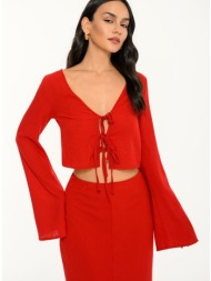 κροπ τοπ ρουστίκ με μανίκια καμπάνα (red)