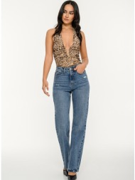 λεοπάρ τούλινο halter τοπ με σούρες (multi)