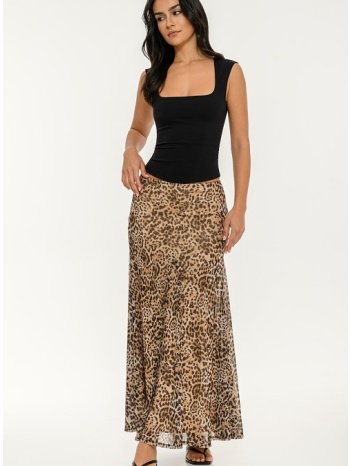 midi τούλινη λεοπάρ φούστα σε α γραμμή (multi)