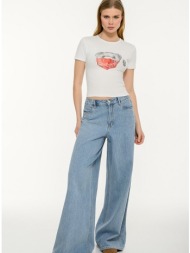 κροπ t-shirt με τύπωμα (white)