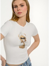 κροπ t-shirt με τύπωμα (white)