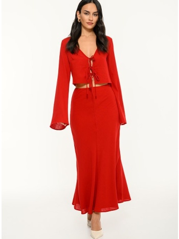 midi φούστα ρουστίκ σε α γραμμή (red)