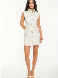 μίνι αμάνικο ντένιμ φόρεμα με ζώνη και τσέπες (sugar)