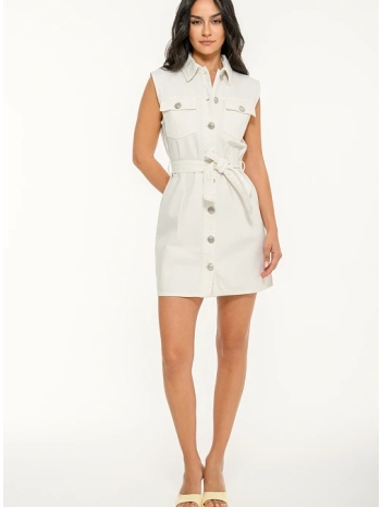 μίνι αμάνικο ντένιμ φόρεμα με ζώνη και τσέπες (sugar)