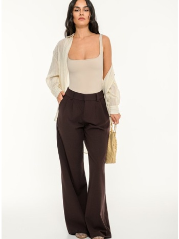 wide leg παντελόνι με πιέτες (brown)