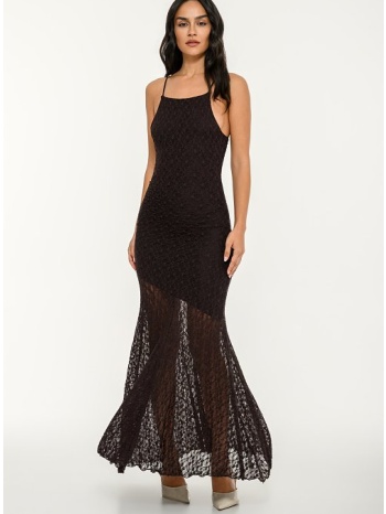 maxi φόρεμα δαντέλα με κλος τελείωμα (chocolat)