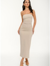 maxi λύκρα strapless φόρεμα (l.beige)