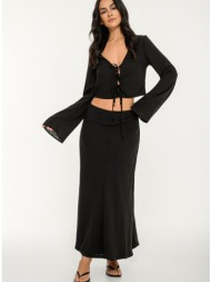 midi φούστα ρουστίκ σε α γραμμή (black)