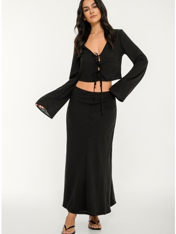 midi φούστα ρουστίκ σε α γραμμή (black)