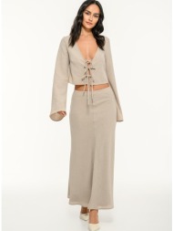 midi φούστα ρουστίκ σε α γραμμή (taupe)