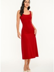 midi λύκρα φόρεμα σε α γραμμή (red)