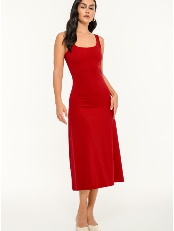midi λύκρα φόρεμα σε α γραμμή (red)