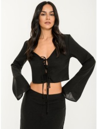 κροπ τοπ ρουστίκ με μανίκια καμπάνα (black)