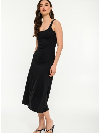 midi λύκρα φόρεμα σε α γραμμή (black)