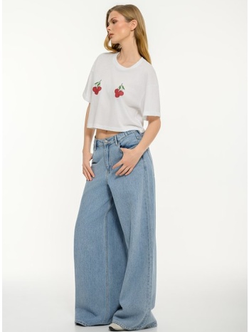 κροπ t-shirt με τύπωμα (white)