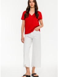 basic t-shirt με v λαιμόκοψη (red)