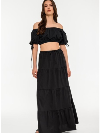 maxi εβαζέ φούστα ποπλίνα (black)