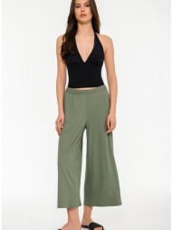 ψηλόμεση ζιπ κιλότ παντελόνα (khaki)