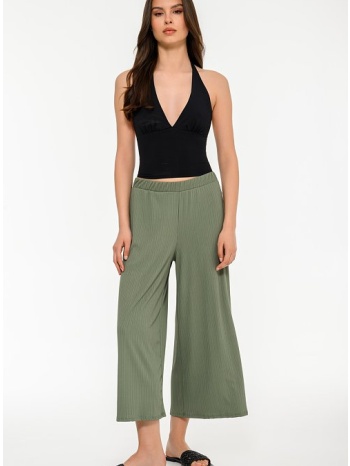 ψηλόμεση ζιπ κιλότ παντελόνα (khaki)