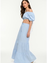 maxi εβαζέ φούστα ποπλίνα με ρίγες (multi)