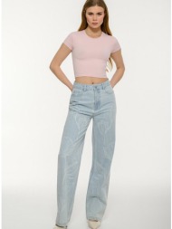 κοντομάνικο λύκρα κροπ τοπ (pink)