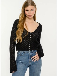 πλεκτή κροσέ κροπ ζακέτα (black)