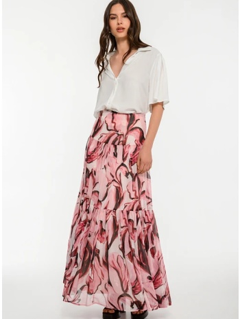 maxi φλοράλ εβαζέ φούστα με χρυσοκλωστή (multi)