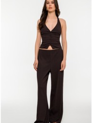 wide leg γκοφρέ παντελόνα (brown)