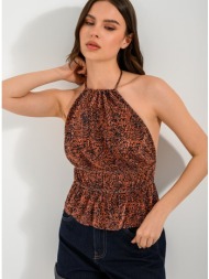 halter τοπ με animal print και ανοιχτή πλάτη (multi)