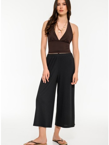 ψηλόμεση ζιπ κιλότ παντελόνα (black)