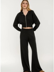 φούτερ wide leg παντελόνι φόρμας (black)