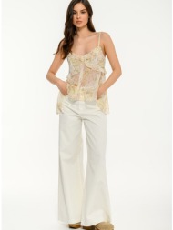 ημιδιάφανο φλοράλ αμάνικο τοπ με βολάν (multi)