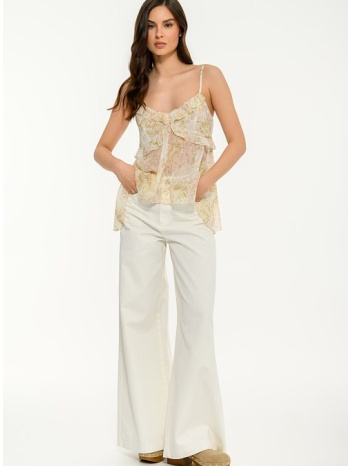 ημιδιάφανο φλοράλ αμάνικο τοπ με βολάν (multi)