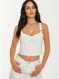ντένιμ μπούστο με τιράντες (white)