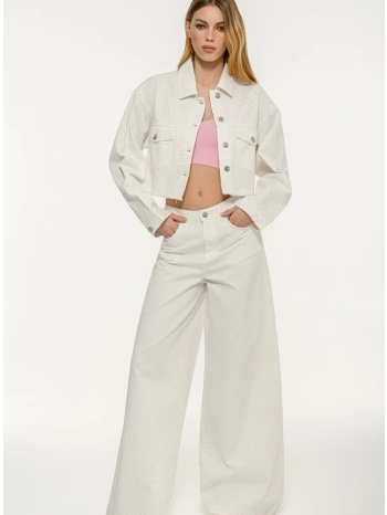 wide leg ντένιμ με στρας (white)