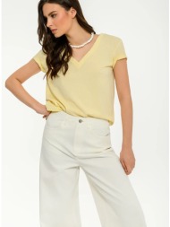 basic t-shirt με v λαιμόκοψη (banana)
