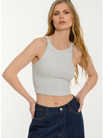 basic αμάνικο ριπ κροπ τοπ (l.graymarl)