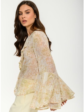 ημιδιάφανο φλοράλ τοπ με βολάν (multi)