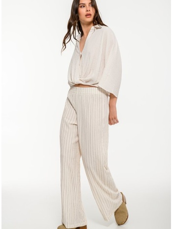 wide leg γκοφρέ παντελόνα με λάστιχο και ρίγες (multi)