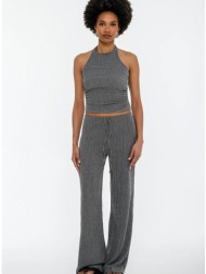 wide leg γκοφρέ παντελόνα με λάστιχο (grey)