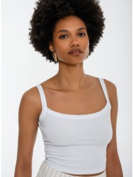 basic αμάνικο ριπ κροπ τοπ (white)