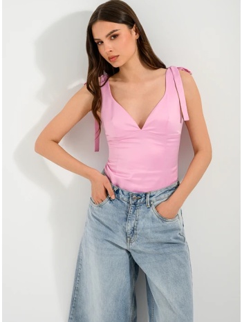 τοπ με δέσιμο στους ώμους και σατινέ υφή (pink)