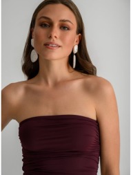 strapless λύκρα κροπ τοπ με σούρες (berry)