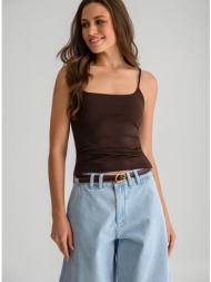 λύκρα τοπ με λεπτές τιράντες (brown)