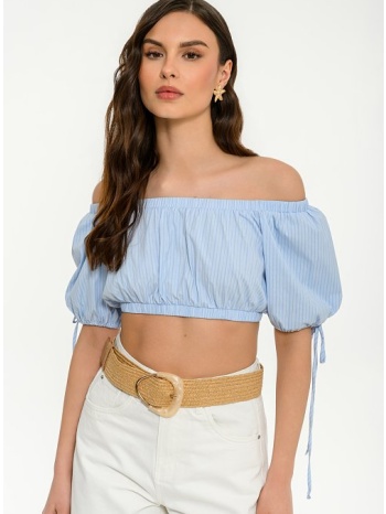 off shoulder κροπ τοπ ποπλίνα με ρίγες (multi)